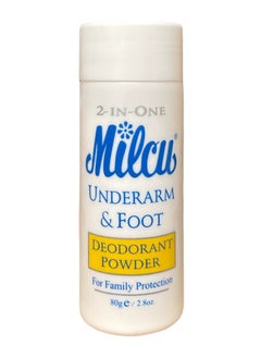 Milcu 2 in 1 Underarm & Foot Deodorant Powder 80 g 