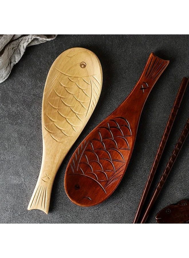 Shallow Color Natural Solid Wood Kitchen Spoon Cooking Stirring Utensil 1pc - Image 3