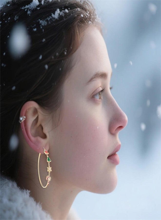 RLHRNDE Christmas Earrings for Women Dainty Enamel Sparkly Rhinestone Stud Earrings Fashion Xmas Bow Tree Reindeer Snowflake Santa Claus Bell Boots Earrings Winter Party Christmas Jewelry Gift (Christmas) - Image 4