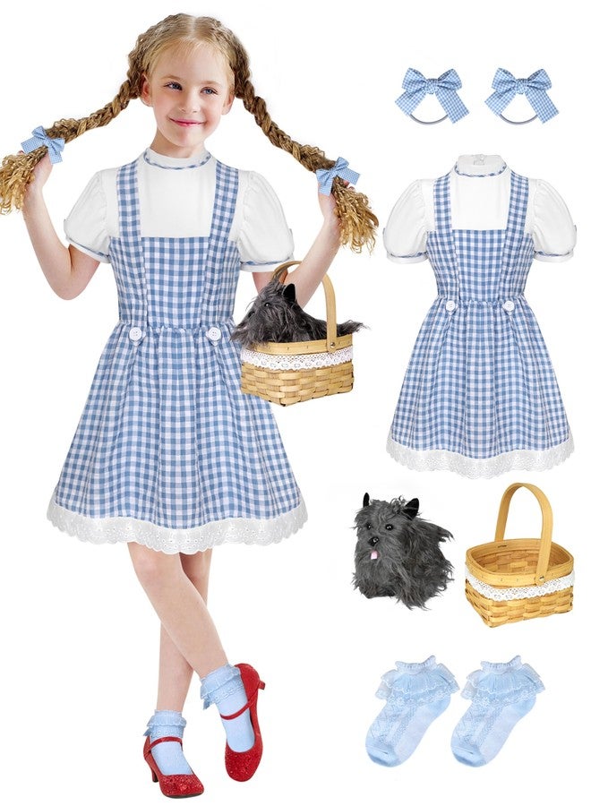 Angelaicos Girls Blue Plaid Costume Accessories for Halloween Role Play Outfits (Medium) - Image 1