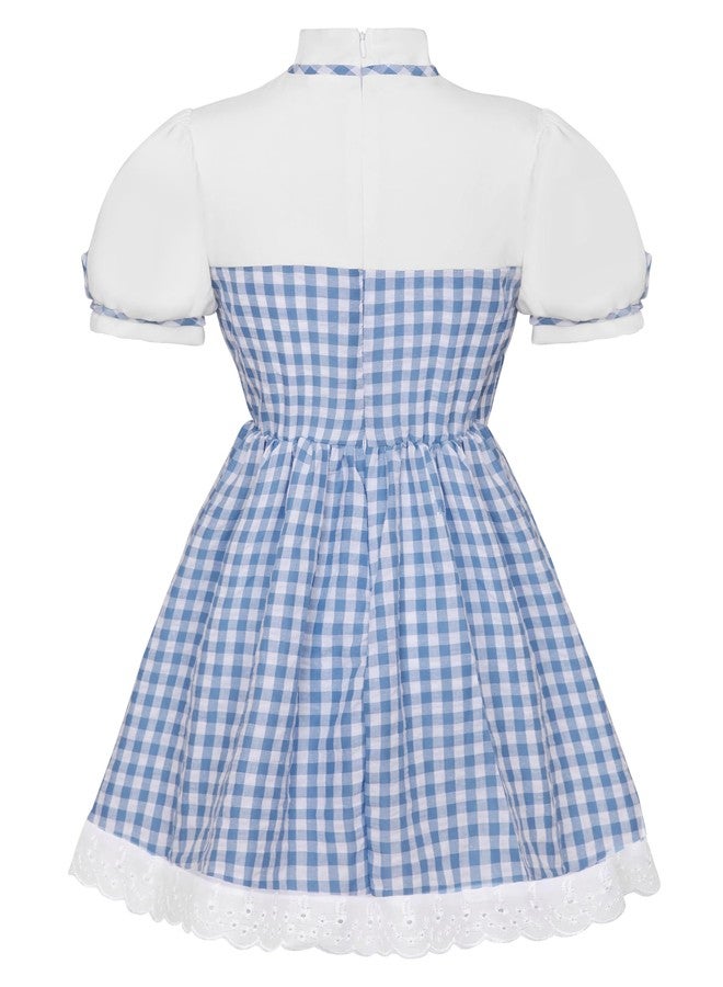 Angelaicos Girls Blue Plaid Costume Accessories for Halloween Role Play Outfits (Medium) - Image 2