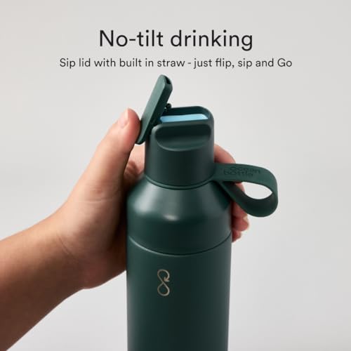 Ocean Bottle Go 17 oz | Stainless Steel Water Bottle | Reusable & Sustainable | Keeps Drinks Cold & Hot | Eco Friendly Gift (Forest Green) - Image 3