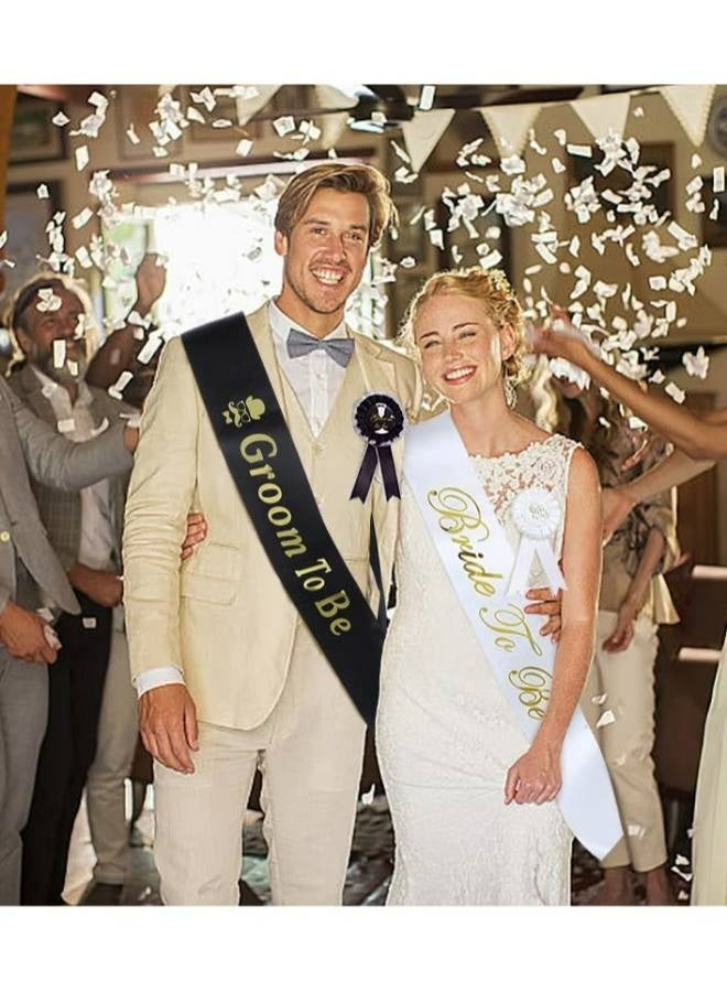 Bride to Be Sash Groom to Be Sash Set Bachelorette Party Hen Party Supplies Bride to Be and Groom to Be Rosette Badge Bridal Shower Decorations Bachelorette Sash - Image 3
