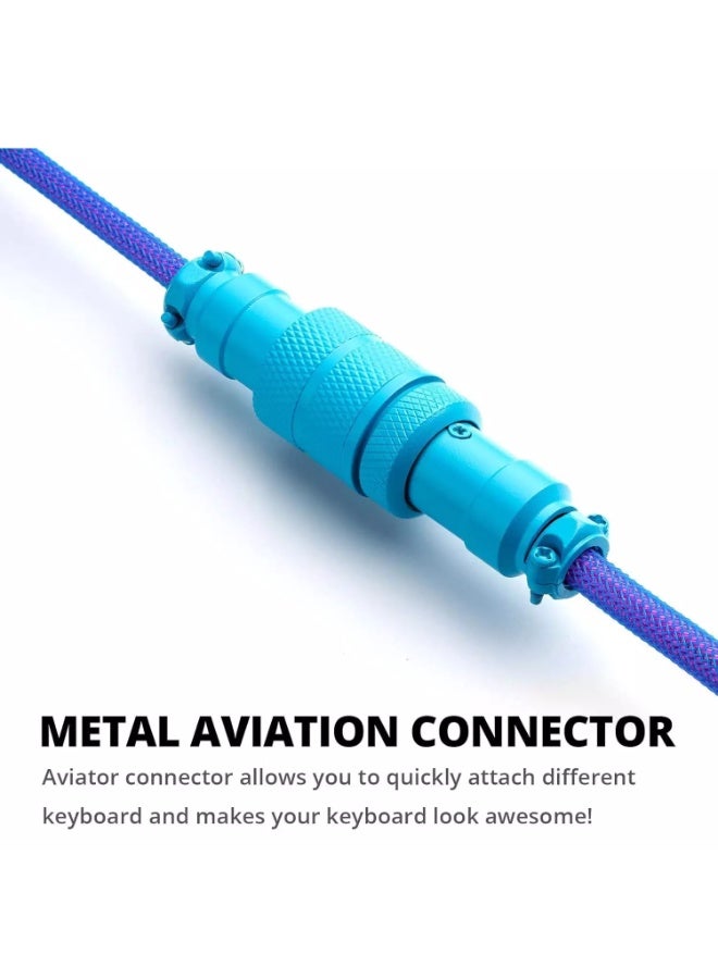كابل USB-C حلزوني مخصص بطول 1.8 متر للوحة مفاتيح الألعاب، كابل لوحة مفاتيح ميكانيكية مزدوج الغلاف مع غطاء معدني قابل للفصل، من USB-C إلى USB-A - Image 5