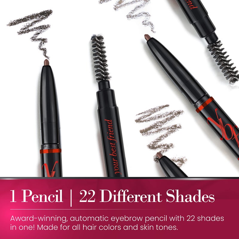 YBF Beauty Eyebrow Pencil - Universal Automatic Brow Pencil With Spoolie Brush - Perfect Eyebrow Makeup Shaper and Filler For Women - All Hair Colors & Skin Tones - Taupe Eyebrow Liner - 2 Pack - Image 2