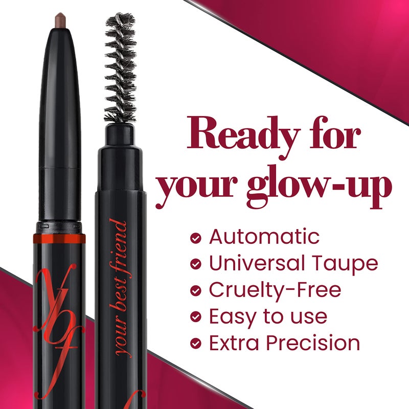 YBF Beauty Eyebrow Pencil - Universal Automatic Brow Pencil With Spoolie Brush - Perfect Eyebrow Makeup Shaper and Filler For Women - All Hair Colors & Skin Tones - Taupe Eyebrow Liner - 2 Pack - Image 5