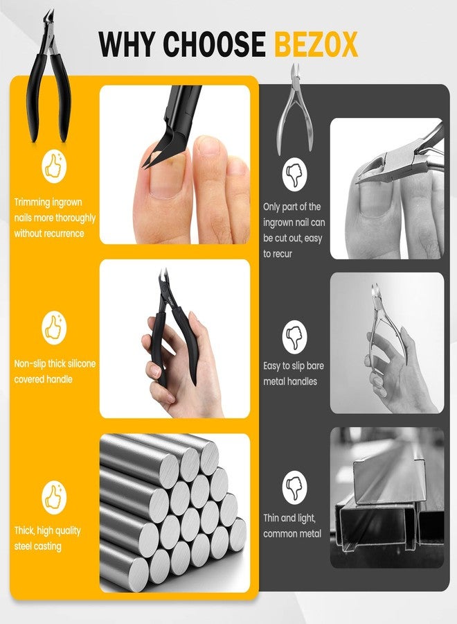 BEZOX Ingrown Toenail Clippers for Seniors, Slant Straight Blade Toe Nail Clippers for Thick and Ingrown Nails, Soft Grip Long Handle Toenail Scissors for Mani & Pedi Nail Care - Black - Image 5