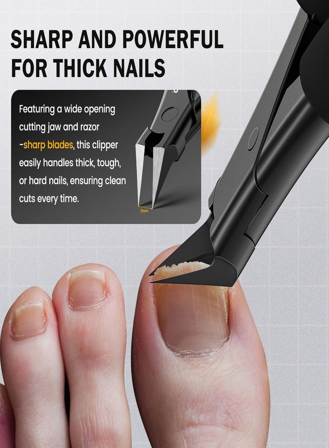 BEZOX Ingrown Toenail Clippers for Seniors, Slant Straight Blade Toe Nail Clippers for Thick and Ingrown Nails, Soft Grip Long Handle Toenail Scissors for Mani & Pedi Nail Care - Black - Image 4