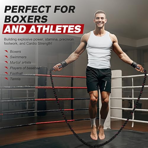 HPYGN Weighted Heavy Skipping/Jump Rope 9.2ft 2.8LB for fitness, Exercise, boxing Gym Training, Home Workout, Improve Strength and Building Muscle, Total Body Workout Equipment for Men - Image 2