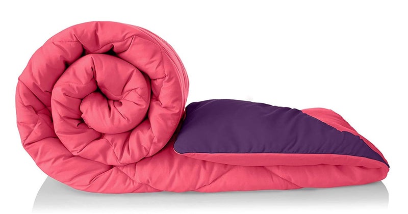 SHOPINGTRADE Microfibre Reversible Comforter, Double Bed 250 GSM (Multicolour25) Pink &Purple - Image 1
