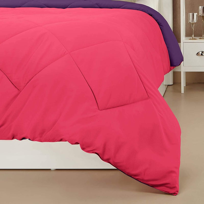 SHOPINGTRADE Microfibre Reversible Comforter, Double Bed 250 GSM (Multicolour25) Pink &Purple - Image 3