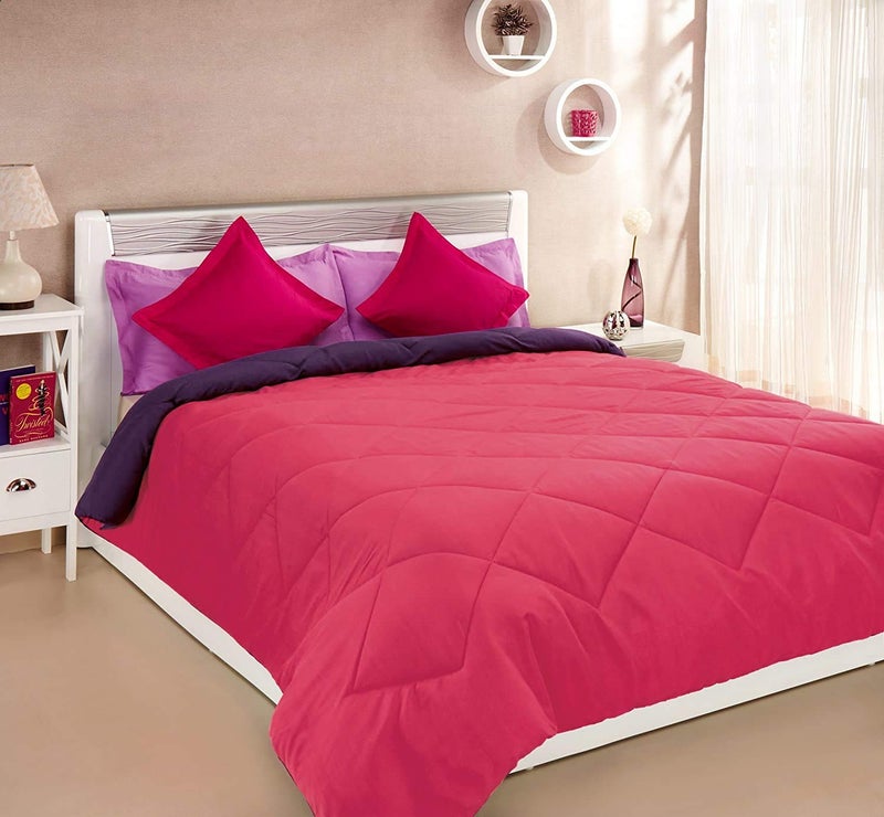 SHOPINGTRADE Microfibre Reversible Comforter, Double Bed 250 GSM (Multicolour25) Pink &Purple - Image 2