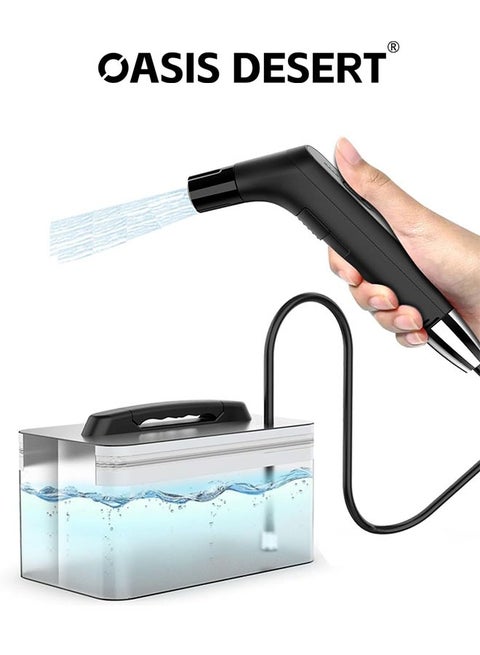 Portable Travel Bidet Electric Rechargeable Handheld Personal Bidet Sprayer for Hygiene Cleaning for Toilet with 2.3 liters Water container (Black)