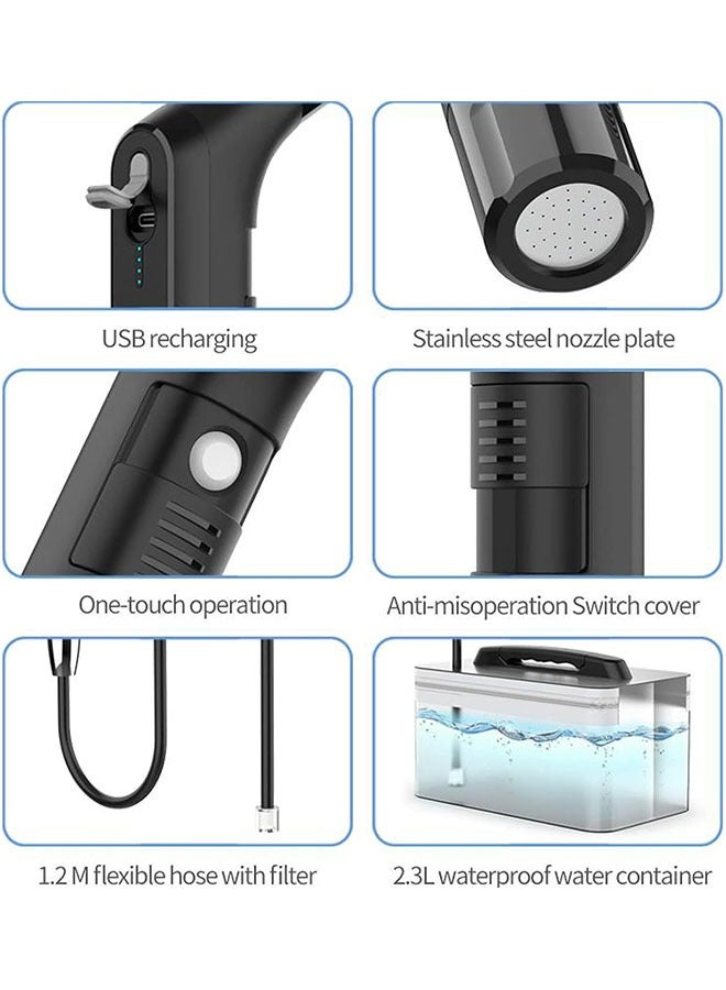 OASIS DESERT Portable Travel Bidet Electric Rechargeable Handheld Personal Bidet Sprayer for Hygiene Cleaning for Toilet with 2.3 liters Water container (Black) - Image 5
