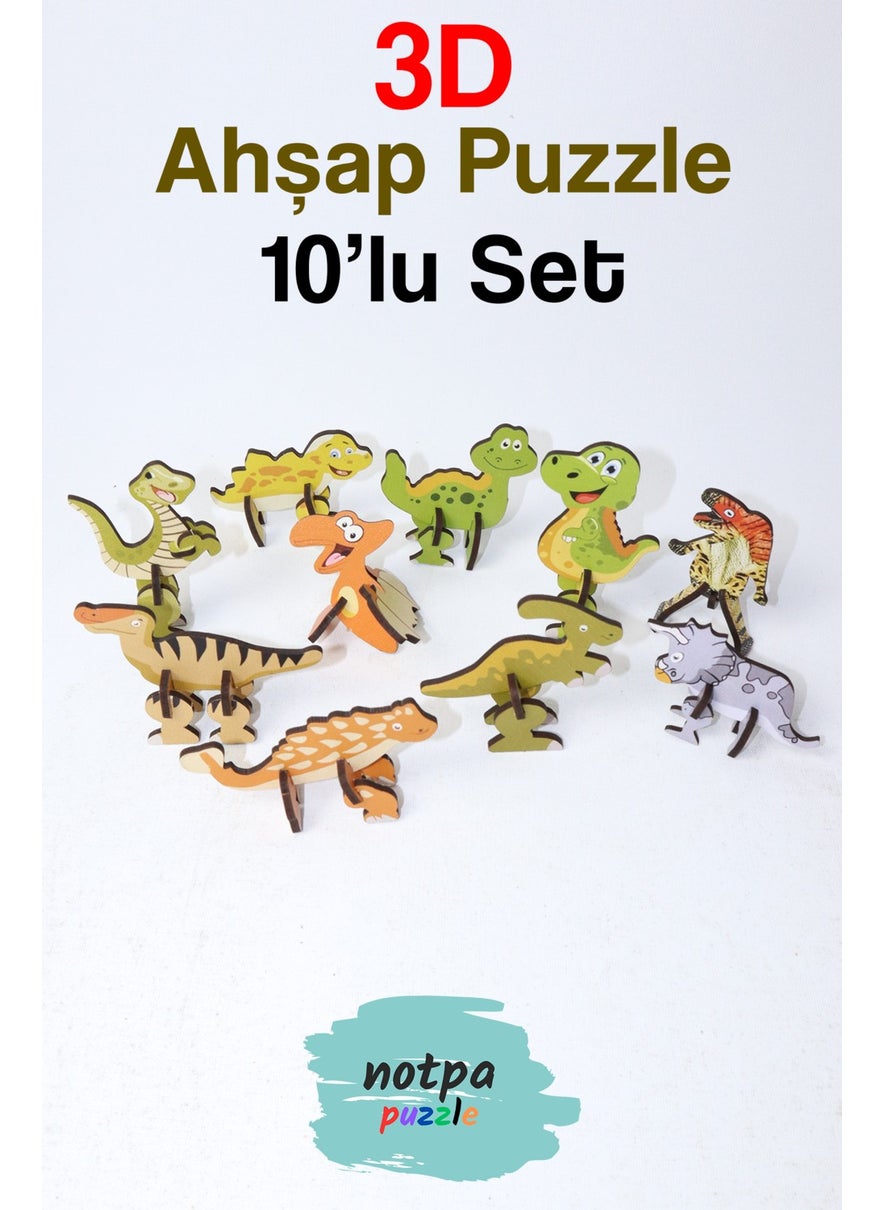 KutuTR Notpa 3D Puzzle Set Dinosaurs for Children 10 Separate Dinosaur Figures  - Image 5