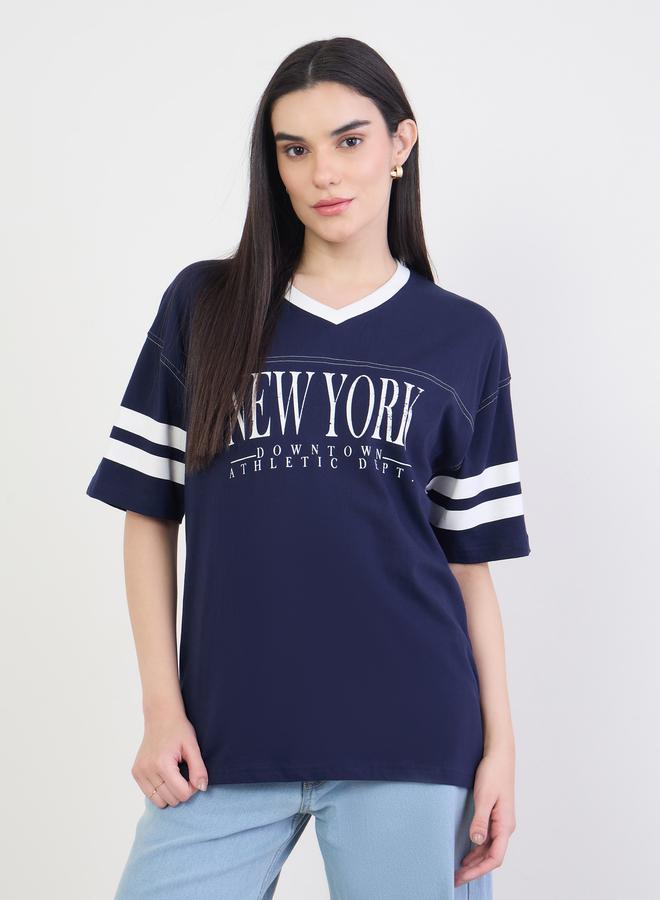 ستايلي تيشيرت واسع بطبعة جرافيك وأكمام قصيرة - Image 3