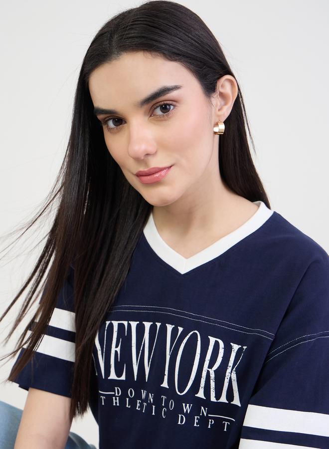 ستايلي تيشيرت واسع بطبعة جرافيك وأكمام قصيرة - Image 4