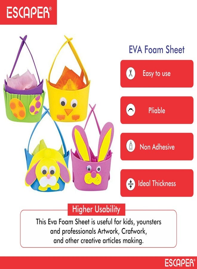 ESCAPER EVA Foam Sheet for Craft and Projects, A4 Size, 1mm Thick, Assorted Colours, Non-Adhesive Foam Sheets for DIY, Scrapbooking, Art and School Crafts (Pack Of 10) - Image 5