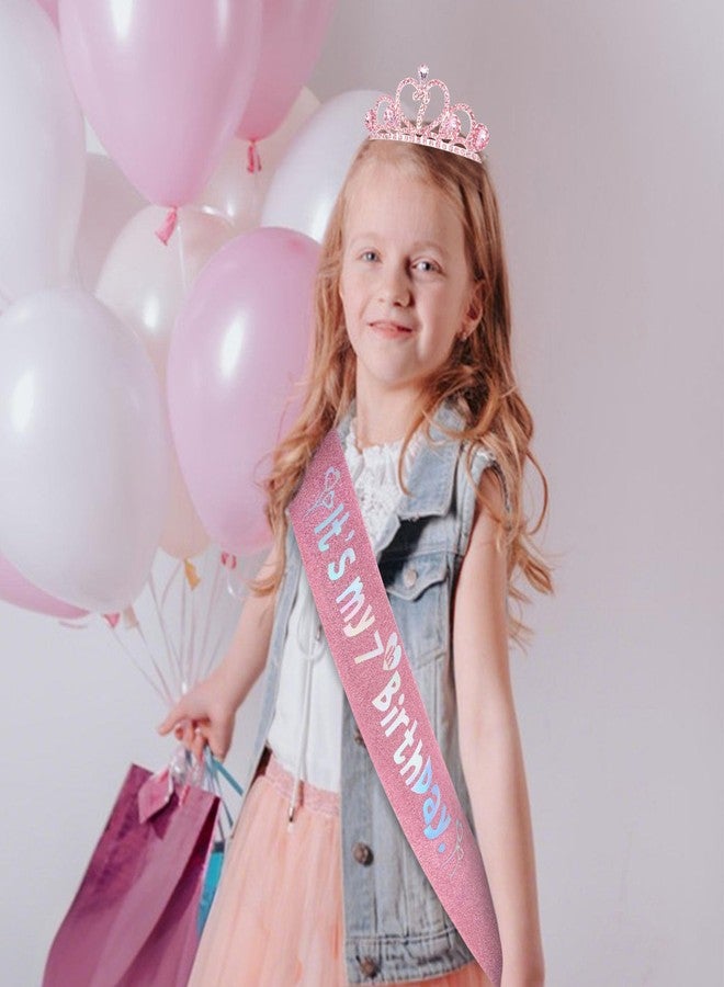 Jaciya 7th Birthday Crown & Sash Pink Birthday Decorations - Image 4