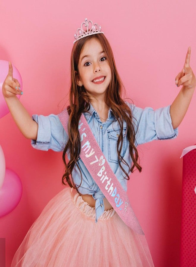 Jaciya 7th Birthday Crown & Sash Pink Birthday Decorations - Image 5