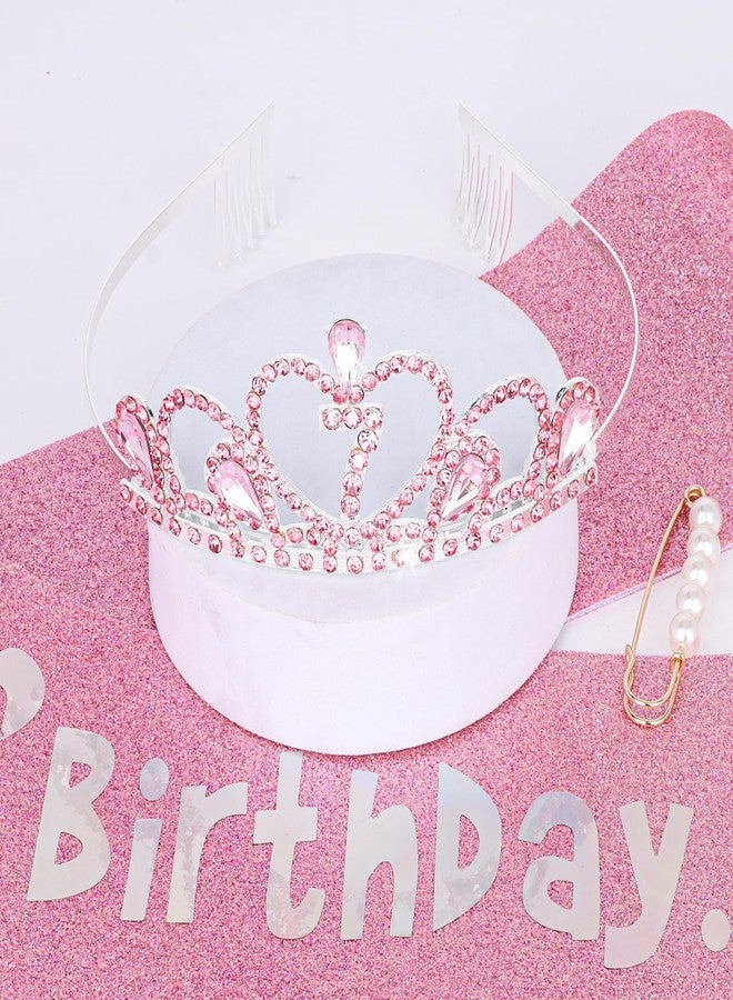 Jaciya 7th Birthday Crown & Sash Pink Birthday Decorations - Image 2