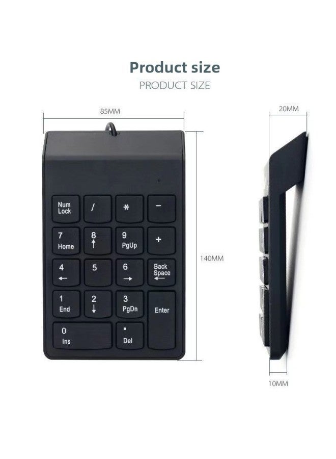 Wired Numeric Keypad Asynchronous Chocolate Numeric Key Portable Accounting Financial Office Cash Register Numeric Keyboard-Color:Black  - Image 5