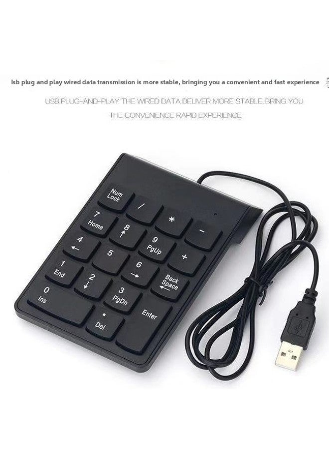 Wired Numeric Keypad Asynchronous Chocolate Numeric Key Portable Accounting Financial Office Cash Register Numeric Keyboard-Color:Black  - Image 4