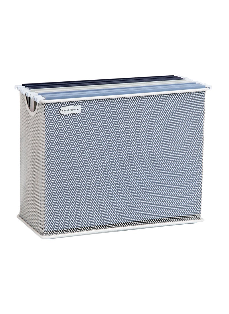Mind Reader Mind Reader Vertical File Storage Desktop Organizer Hanging Files Office Metal Mesh 1225 L x 55 W x 10 H White 