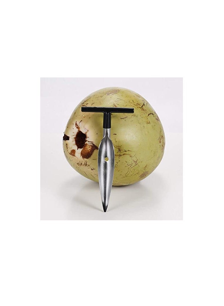 Excefore 2 PCS Coconut Opener Tool Set with 4 Reusable Straws & Brush, Food Grade Stainless Steel Coco Nut Bottle Opener for Young Thai Green Fresh Coconut Water, Safe and Easy Convenient Coco Drill Punch  - Image 2