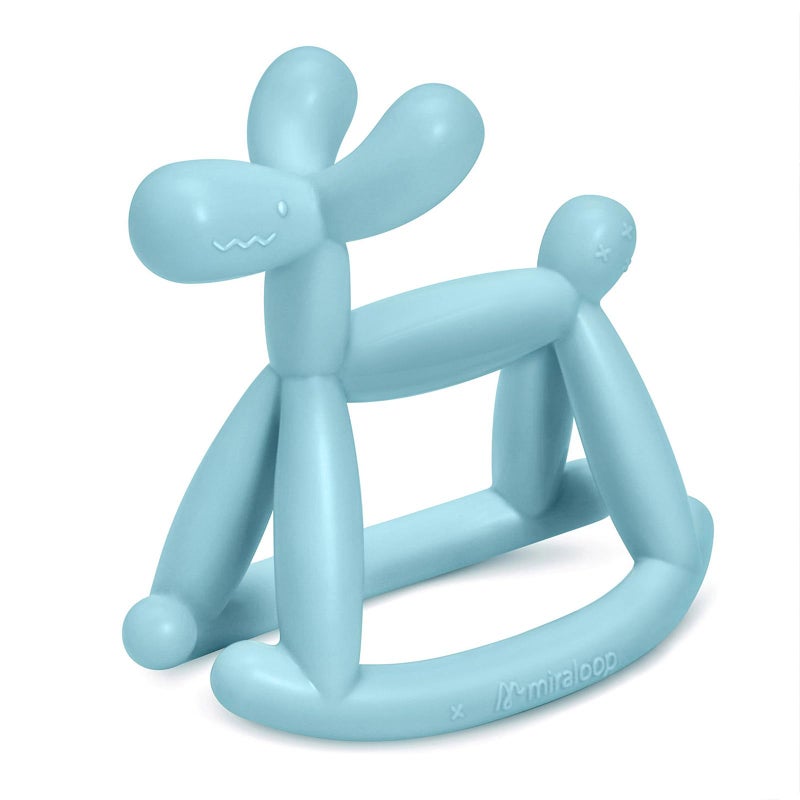 Miraloop Teething Toys for Babies 06 Months Jellydog Teethers for Babies 612 Months Never Drop Food Grade Silicone Toddler Toys Festivals Baby Basket Stuffers Baby Boy Gifts Cyan Blue