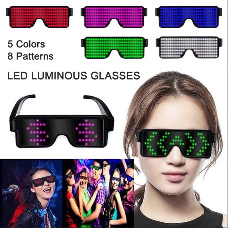 LED Light Glasses: 164 Long-Life LED Beads 8 Light Patterns - USB Chargeable Flexible ABS Plastic Louver Design Luminous Eyeglasses for Bar Club KTV Party Costumes - Image 2