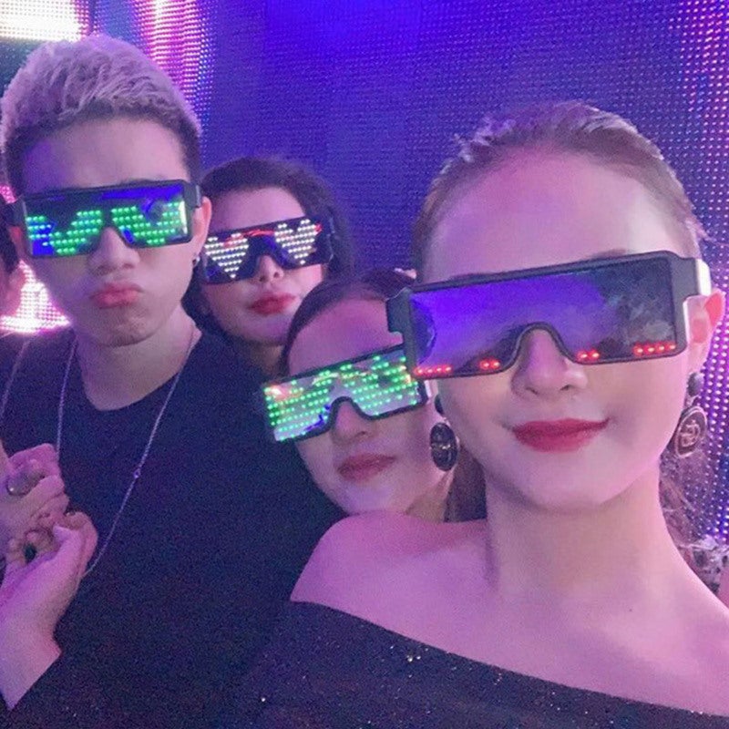 LED Light Glasses: 164 Long-Life LED Beads 8 Light Patterns - USB Chargeable Flexible ABS Plastic Louver Design Luminous Eyeglasses for Bar Club KTV Party Costumes - Image 4
