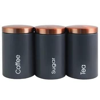 Shopsidex Tea Coffee Sugar Containers Set Jars For Kitchen | Stainless SteelCanister| 500 Gms, Black (Tea, Coffee & Sugar Containers (Black)) - Image 5