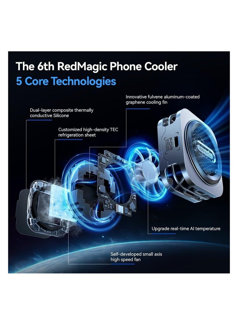 Nubia Red Magic Phone Cooler Nubia RedMagic 6 Pro Magnetic Phone/Tablet Cooler – 30W Ultra-Cooling Gaming Fan with Graphene Heatsink, and Magnetic Mount – For Smartphones, Tablets, iPad & Steam Deck (Perfect for PUBG Mobile, COD & More) - Image 5