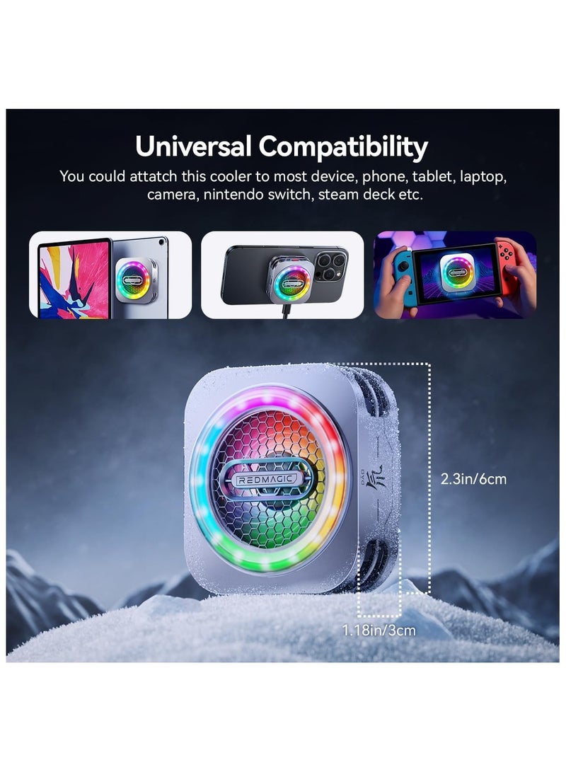 Nubia Red Magic Phone Cooler Nubia RedMagic 6 Pro Magnetic Phone/Tablet Cooler – 30W Ultra-Cooling Gaming Fan with Graphene Heatsink, and Magnetic Mount – For Smartphones, Tablets, iPad & Steam Deck (Perfect for PUBG Mobile, COD & More) - Image 2