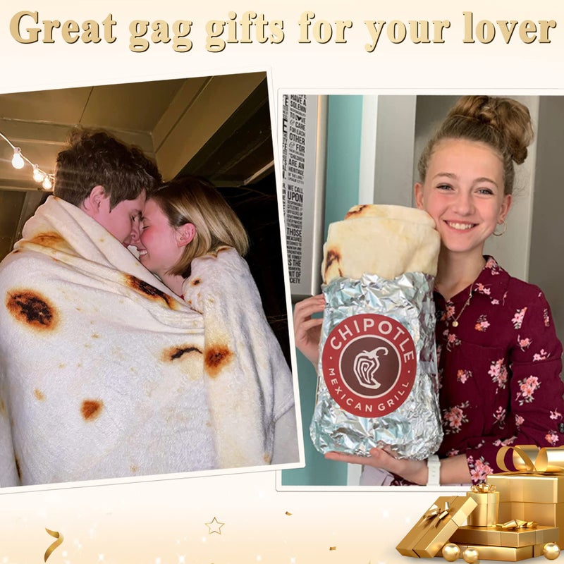 Jorbest Burritos Tortilla Wrap Blanket for Adults and Kids  Double Sided Funny Food Blanket Adult Size  Novelty Gifts for Teens  285 GSM Soft Flannel Taco Blanket  71 inches Beige - Image 4