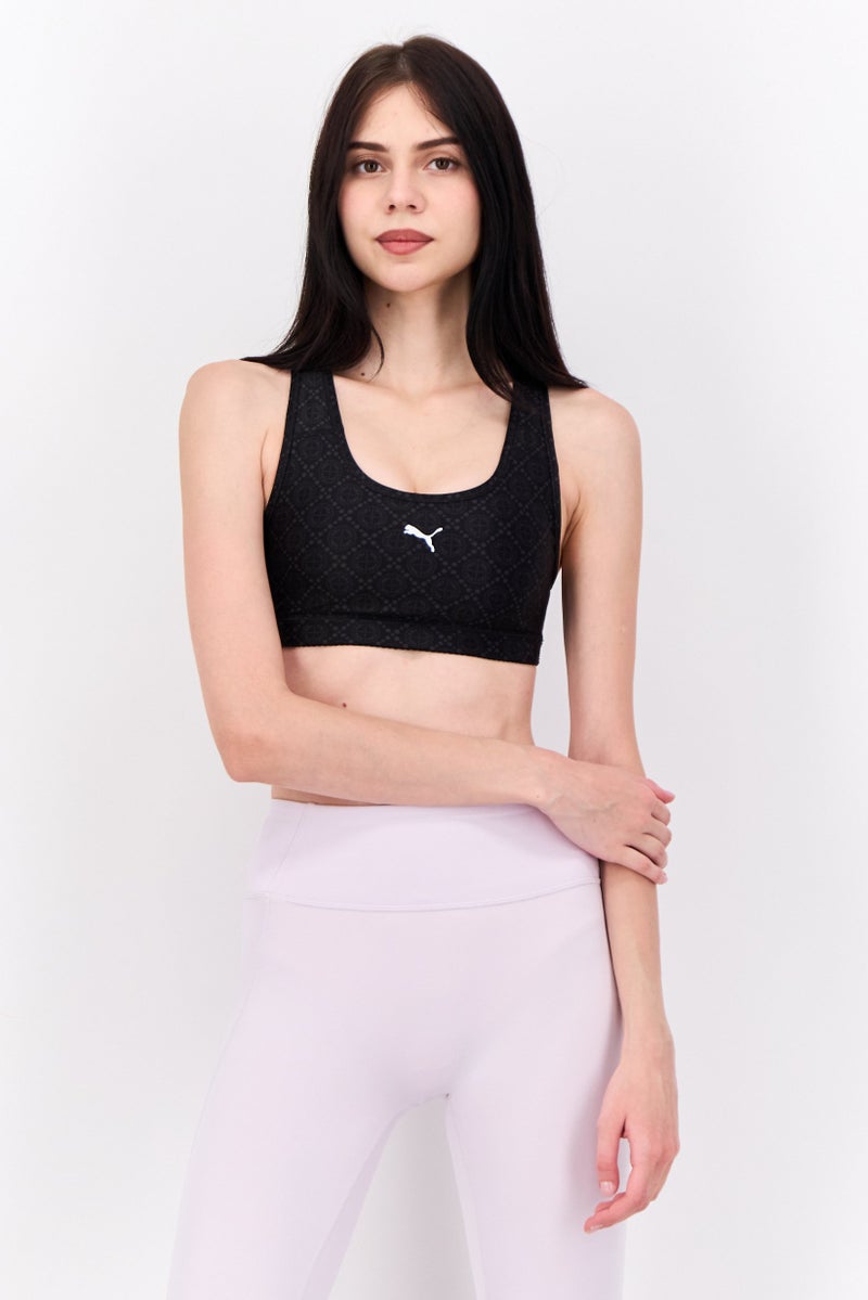 PUMA Women Brand Logo Padded Sports Bra, Black - Image 1