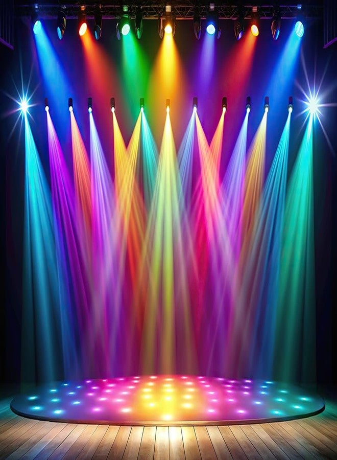 Dudaacvt 7x5ft Rainbow Stage Photography Backdrop Colorful Disco Backdrop Rock Neon Dance Birthday Festival Graduation Ball Party Decorations Backdrop D772 - Image 1