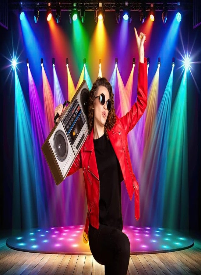Dudaacvt 7x5ft Rainbow Stage Photography Backdrop Colorful Disco Backdrop Rock Neon Dance Birthday Festival Graduation Ball Party Decorations Backdrop D772 - Image 4