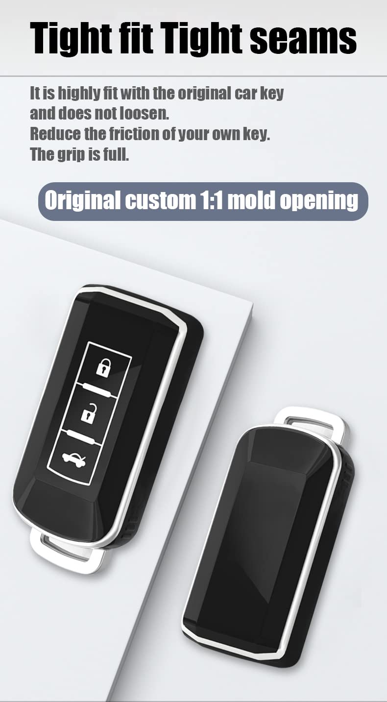 ontto Fit for Mitsubishi Key Fob Cover with Keychain for Outlander Key Case for Outlander Eclipse Cross TPU Remote Key Protector Anti-Scratched Purple - Image 4