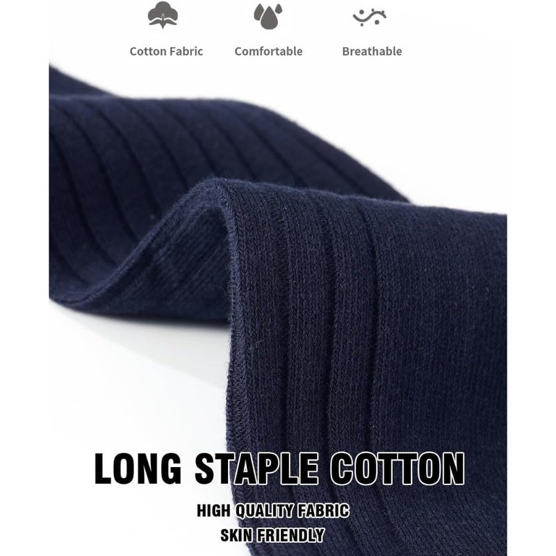 10 Pairs Mens Dress Socks Ribbed Comfortable Cotton Crew Sock Calf High Breathable Long Formal Socks with Gift Box Size 6-16 - Image 5