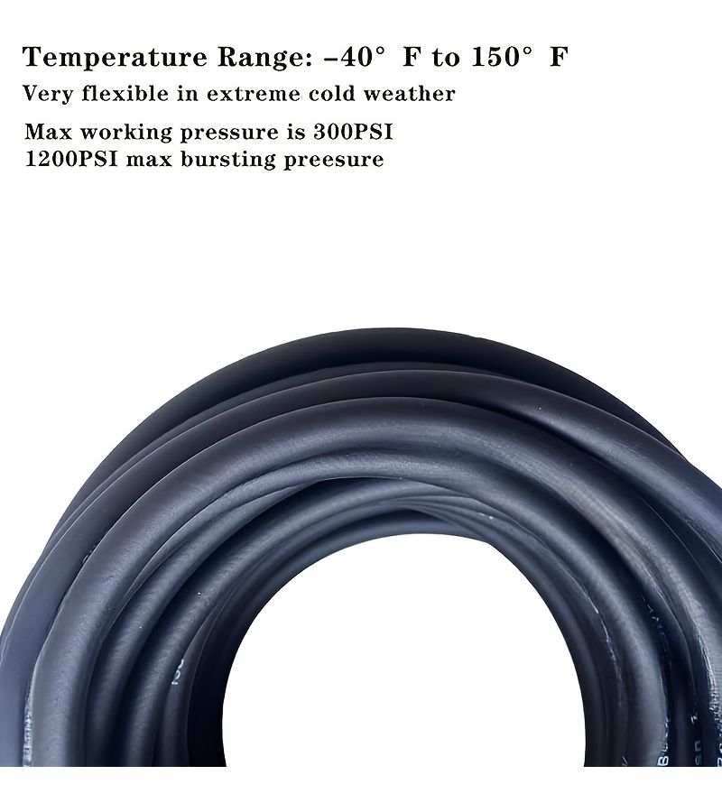 Heavy Duty Air Hose 25 Foot 1 4 Inch Hybrid Design Black 300 PSI - Image 3