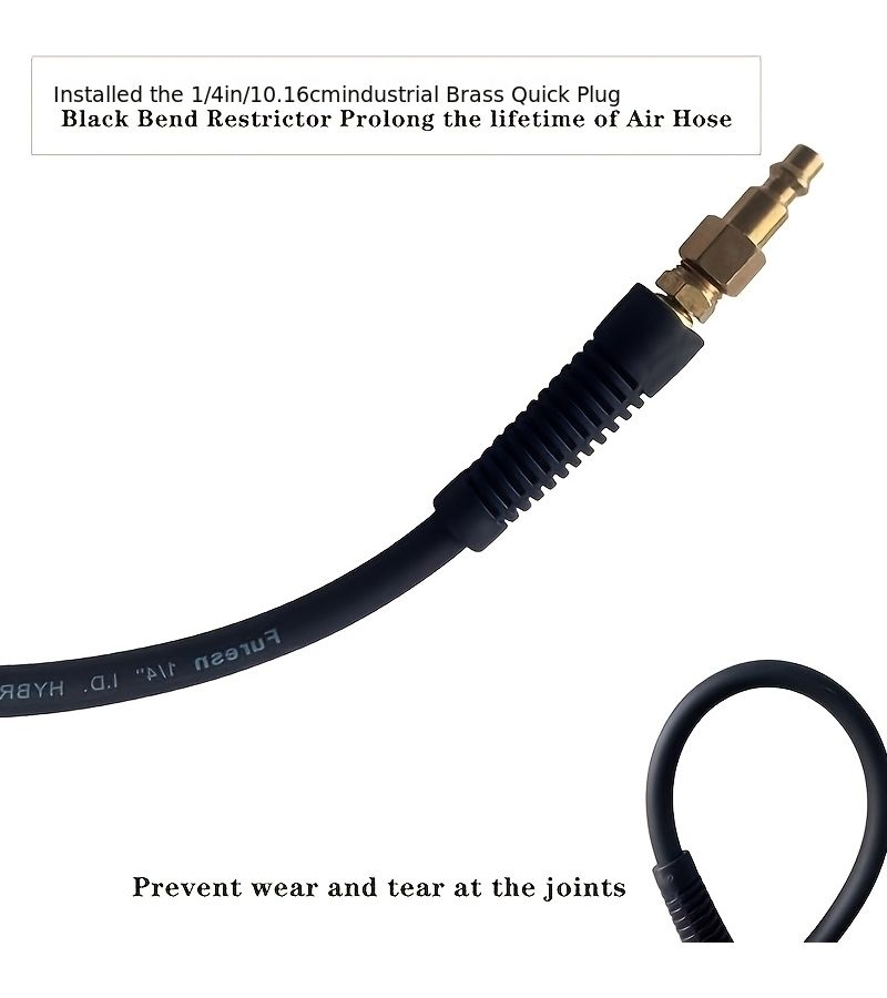 Heavy Duty Air Hose 25 Foot 1 4 Inch Hybrid Design Black 300 PSI - Image 2