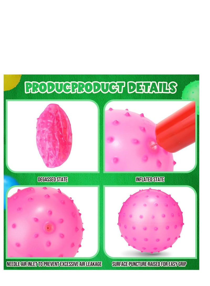 Inflatable Bouncy Balls, Knobby Balls Spiky Bounce Ball Toy, Soft Massage Stress Plastic Balls, for Tactile Sensory Balls, Spiky Stress Ball, Fidget Toys, and Party Favorsc(10 Pcs Random Color)