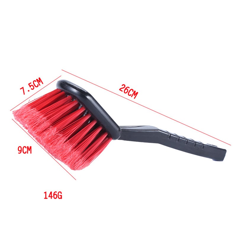 2pcs Durable Car Cleaning Brush Detail Brush Wheels Rims Interior and Exterior Cleaner for Auto Automobile Car (Black, Red) - Image 2