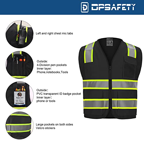 DPSAFETY High visibility Class 2 Safety Vest，Hi Vis Vest with 2 inch wide Reflective Strips，Construction vest for men - Image 3