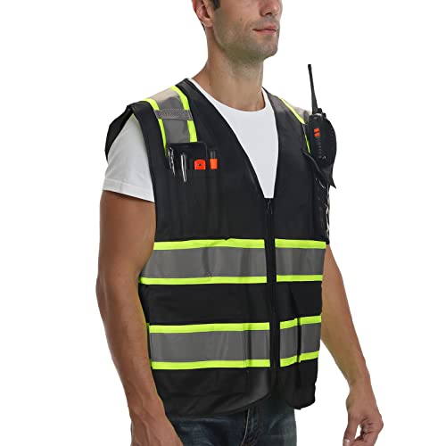 DPSAFETY High visibility Class 2 Safety Vest，Hi Vis Vest with 2 inch wide Reflective Strips，Construction vest for men - Image 2