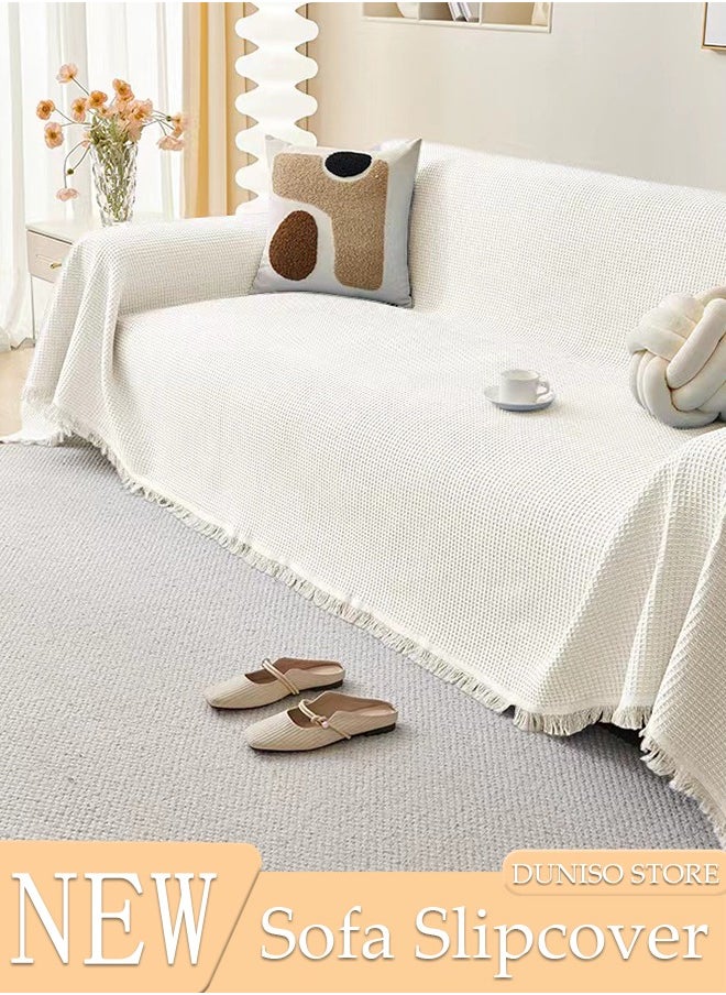 DUNISO Couch Cover,Weave Sofa Cover for 3 Cushion Couch,Sectional Couch Covers Sofa Chair Slipcover for Home or Workplace Weave Sofa Towel Cover Tablecloth Carpet Throw Blanket For Bed  - Image 1