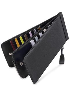 Womens Leather Credit Card Holder Wallet RFID Blocking Wallet Men and Women Card Case Purse, Black
