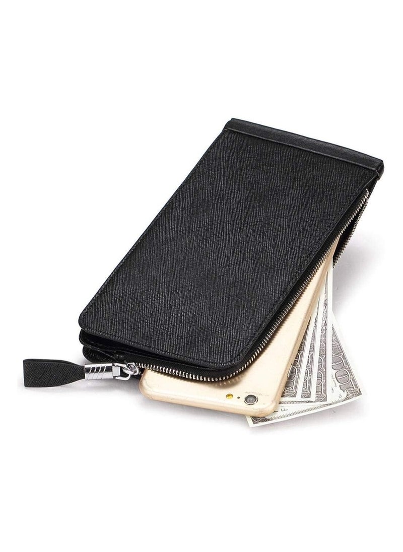 Generic - Womens Leather Credit Card Holder Wallet RFID Blocking Wallet Men and Women Card Case Purse, Black - Image 1